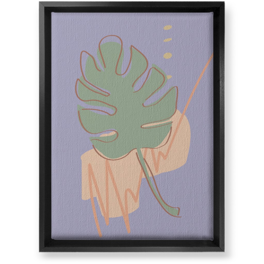 Modern Monstera Leaf - Purple and Green Wall Art, Black, Single piece, Canvas, 10x14, Purple, Purple