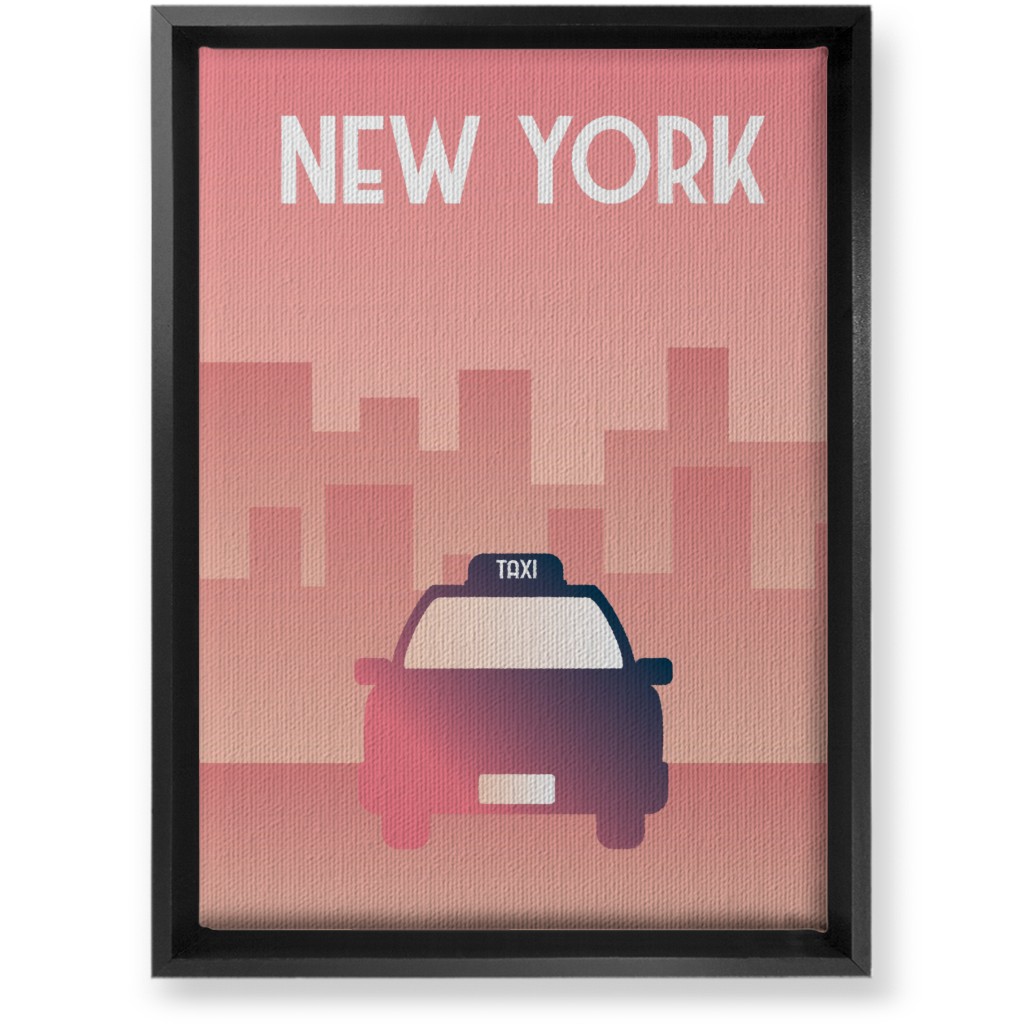 New York City Taxi Wall Art, Black, Single piece, Canvas, 10x14, Pink