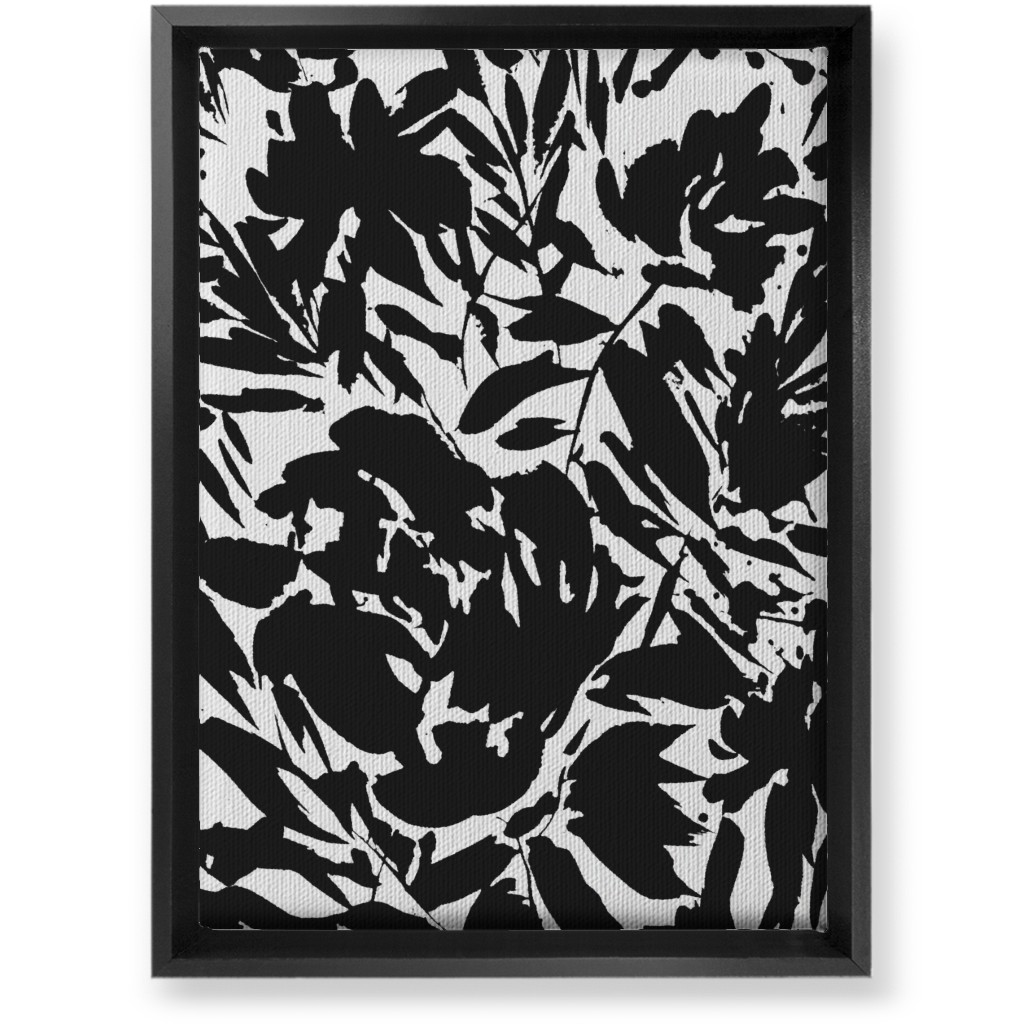 Floral Silhouette - Black and White Wall Art, Black, Single piece, Canvas, 10x14, Black