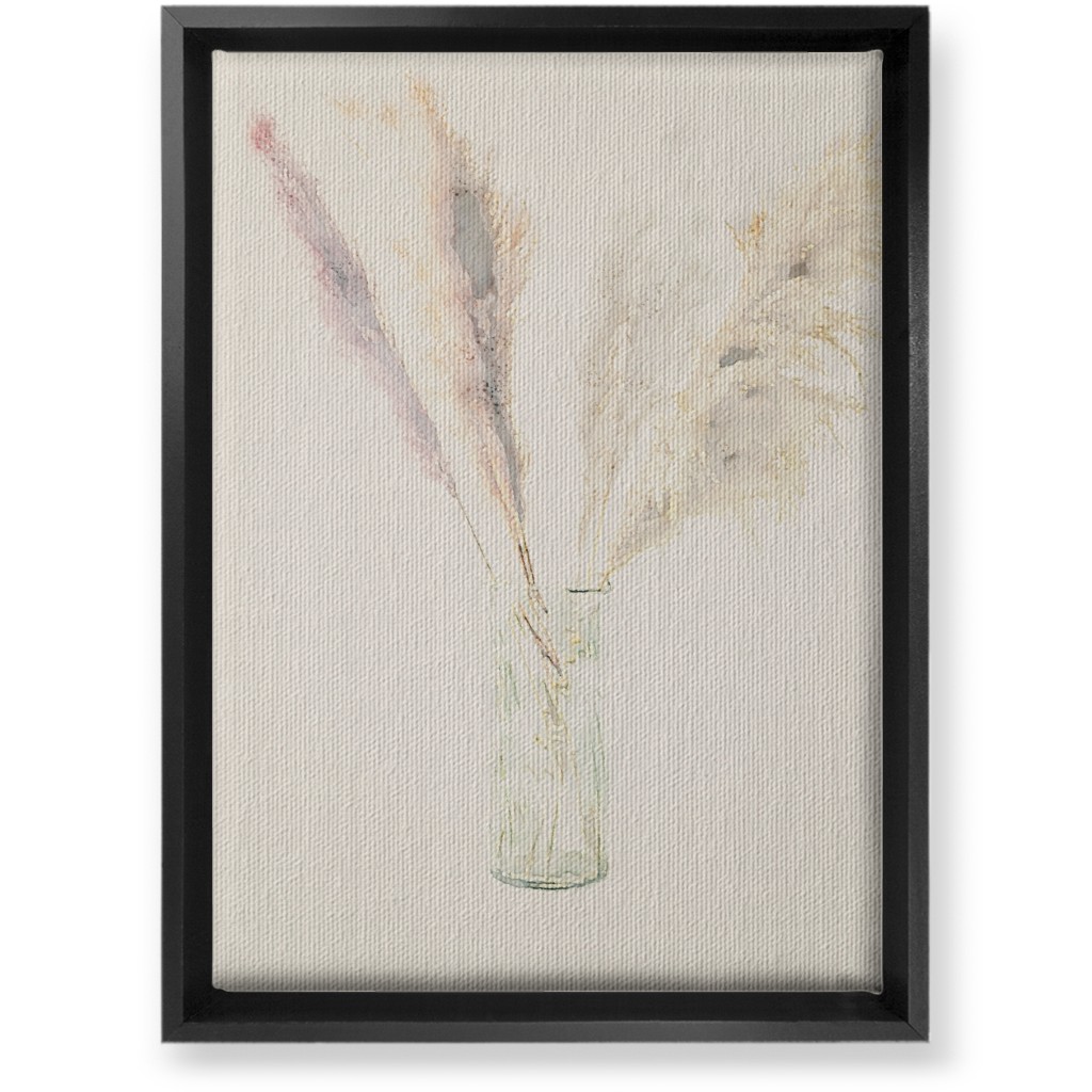 Pampas Grass Watercolor - Neutral Wall Art, Black, Single piece, Canvas, 10x14, Beige, Pearl