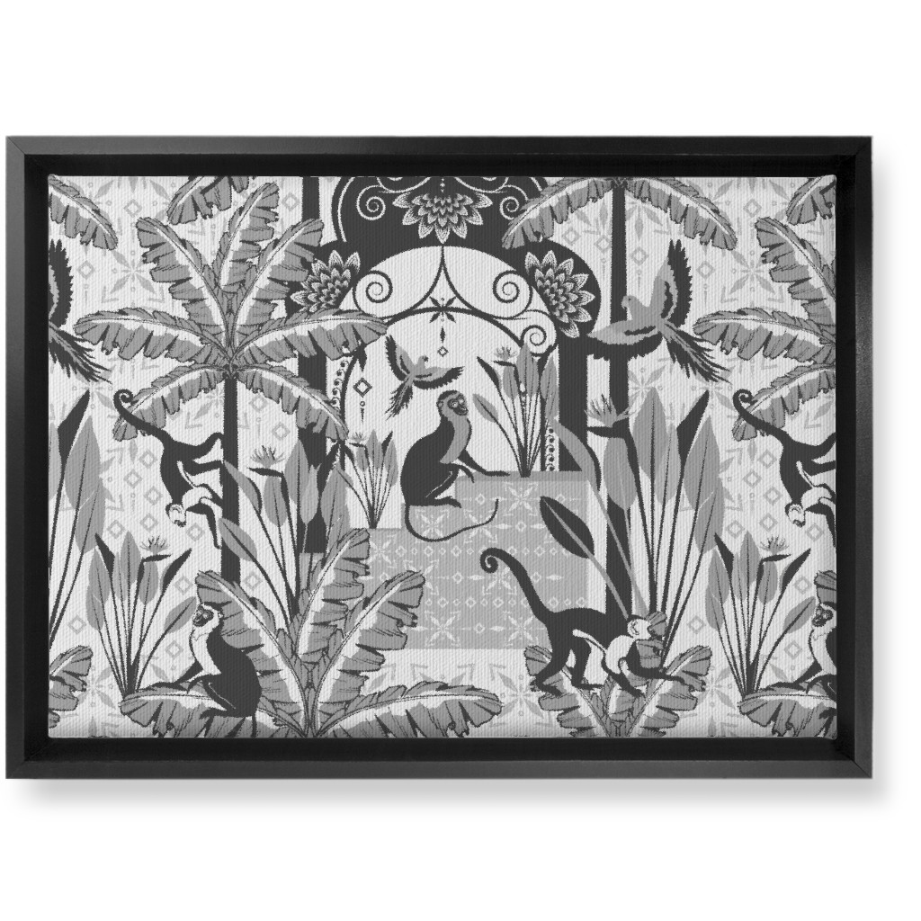 Exotic Tropical Garden Wall Art, Black, Single piece, Canvas, 10x14, Gray