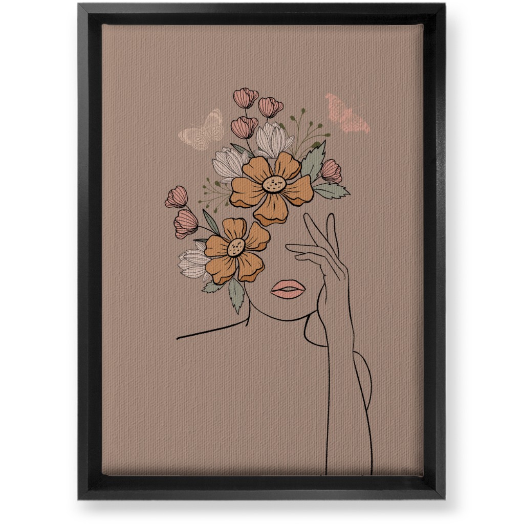 Line Art Botanical Sketch - Neutral Wall Art, Black, Single piece, Canvas, 10x14, Beige