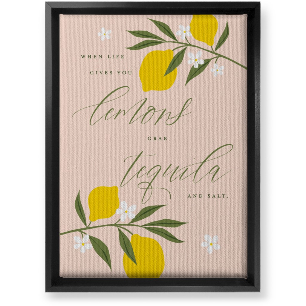 Life Lemons - Pink and Yellow Wall Art, Black, Single piece, Canvas, 10x14, Pink, Bright Pink