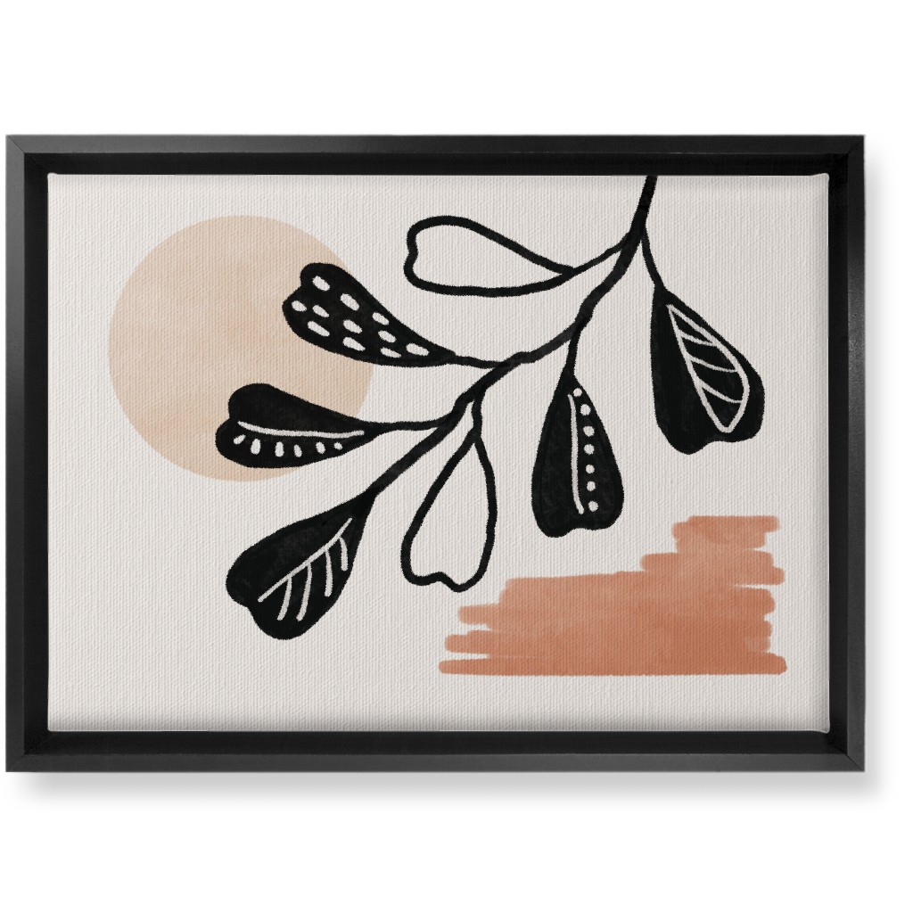 Moonlight and Leaves Wall Art, Black, Single piece, Canvas, 10x14, Beige