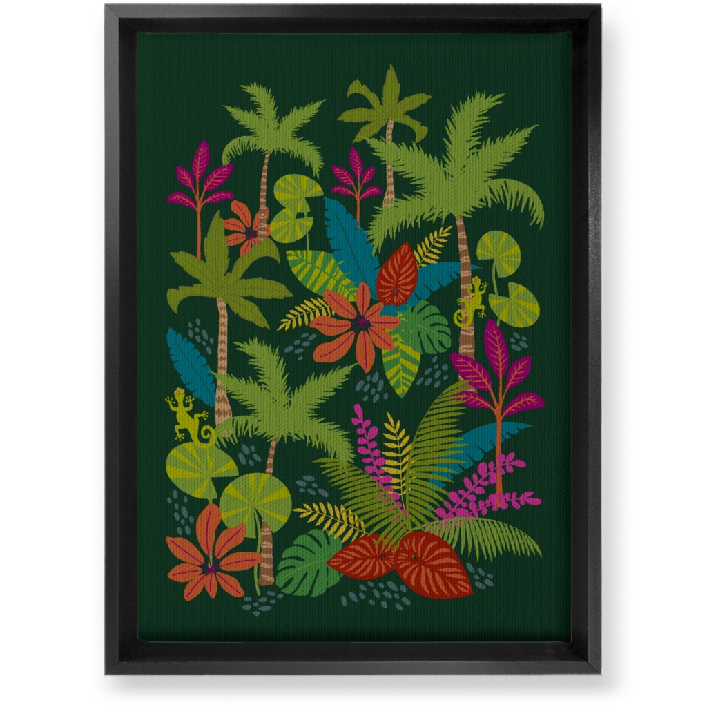 Night in the Tropics - Green Wall Art, Black, Single piece, Canvas, 10x14, Green, Classic Green