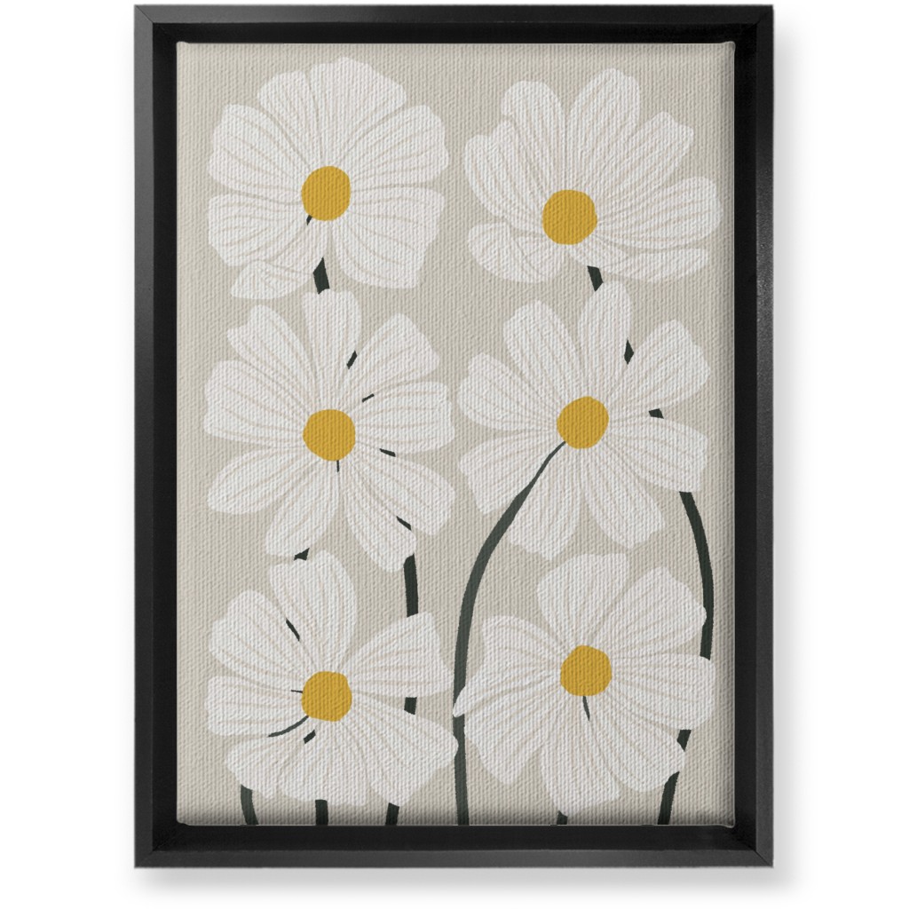 Botanical Cosmos Flowers Wall Art, Black, Single piece, Canvas, 10x14, Beige