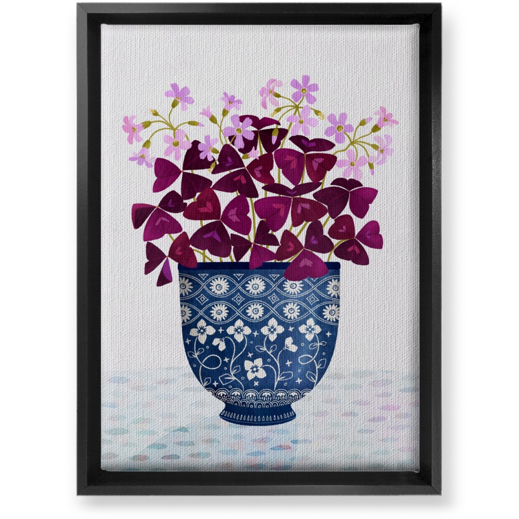 Oxalis Triangularis - Purple and Blue Wall Art, Black, Single piece, Canvas, 10x14, Purple