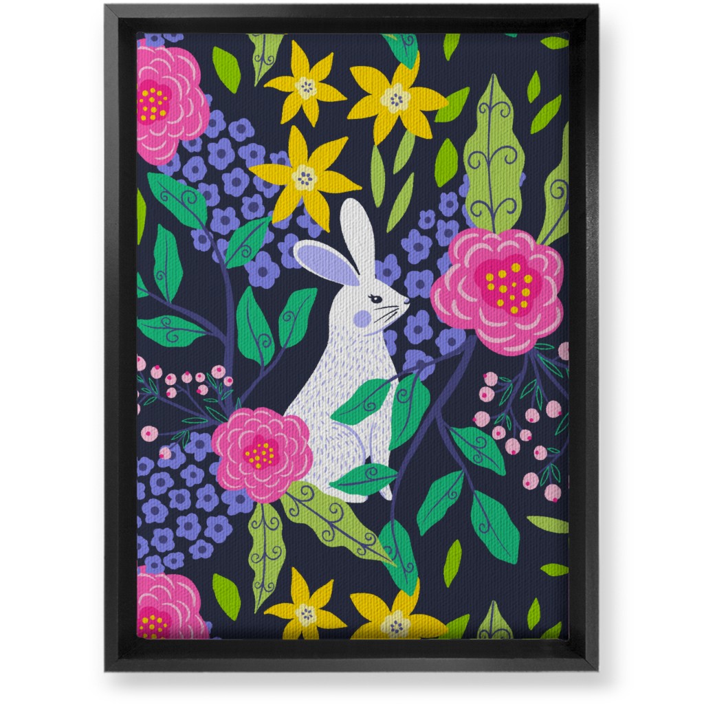 Botanical Bunny - Multi Wall Art, Black, Single piece, Canvas, 10x14, Multicolor