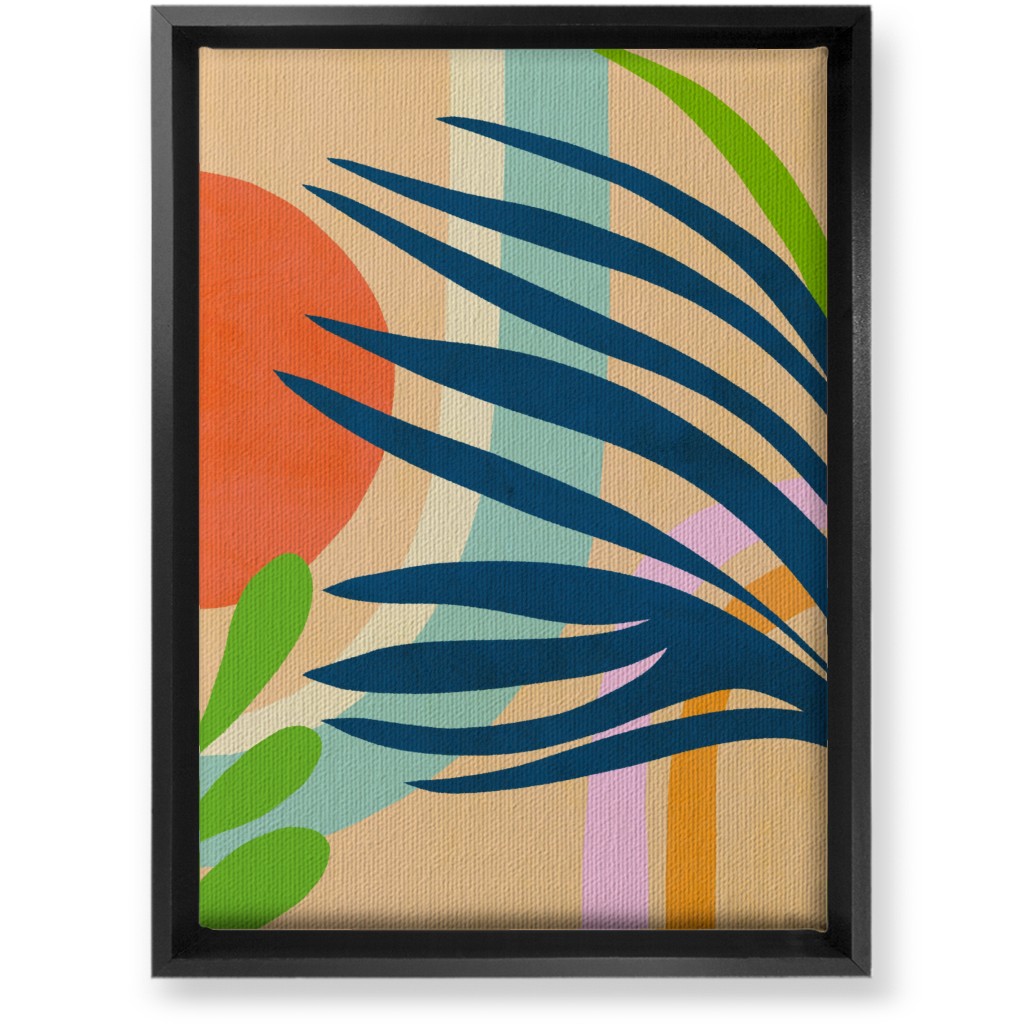 Palm, Sun and Rainbow Tropical Botanicals - Multi Wall Art, Black, Single piece, Canvas, 10x14, Multicolor