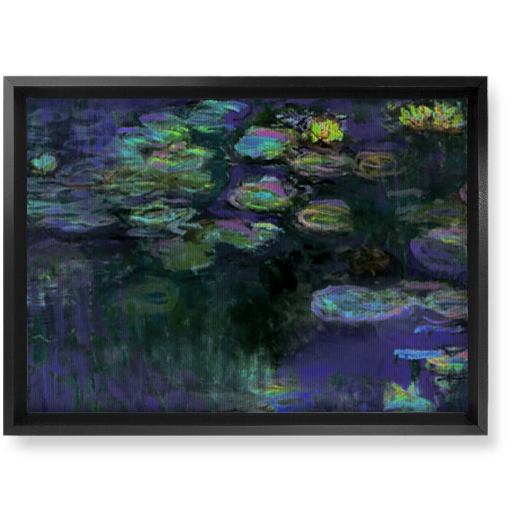 Claude Monet Waterlilies At Night Wall Art, Black, Single piece, Canvas, 10x14, Blue, True Blue