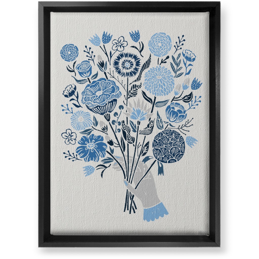 Bouquet in Hand - Blue Wall Art, Black, Single piece, Canvas, 10x14, Blue, True Blue