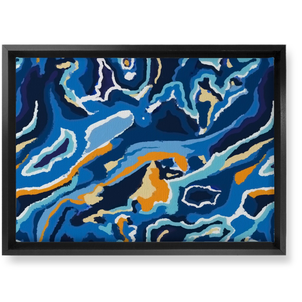 Psychedelic Blues Wall Art, Black, Single piece, Canvas, 10x14, Blue, True Blue