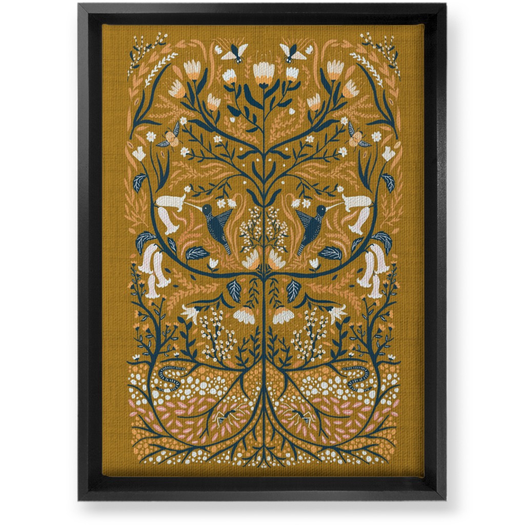 Ecosystems, Folk Art - Orange Wall Art, Black, Single piece, Canvas, 10x14, Orange, Orange