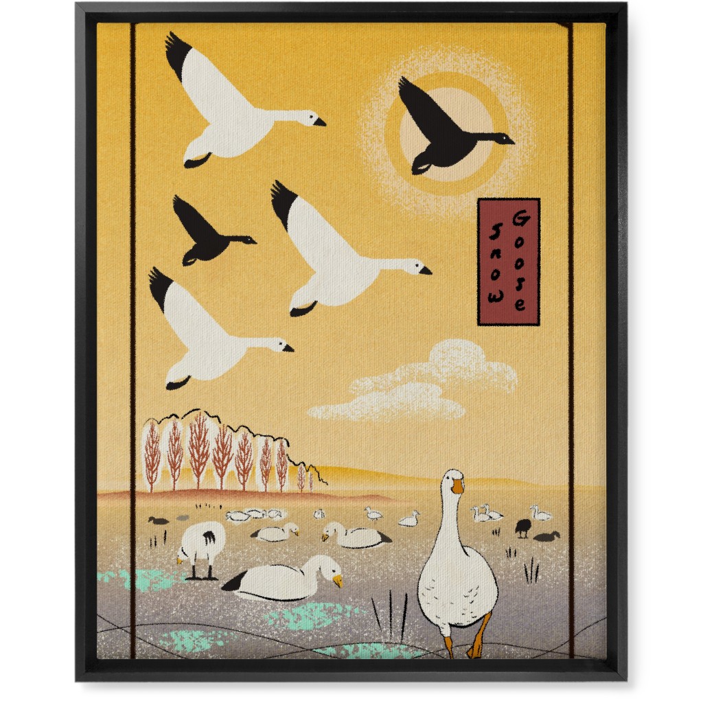 Snow Geese Wall Art, Black, Single piece, Canvas, 16x20, Yellow, Eggyolk