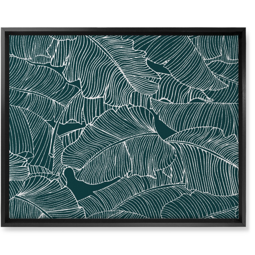 Banana Leaf - Teal Wall Art, Black, Single piece, Canvas, 16x20, Green