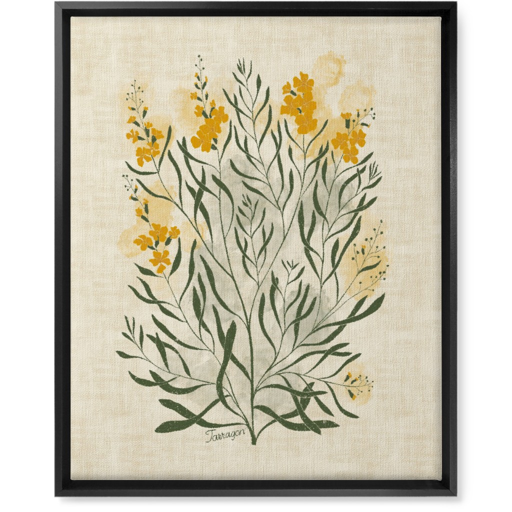 Tarragon - Botanical Illustration Wall Art, Black, Single piece, Canvas, 16x20, Beige, Pearl