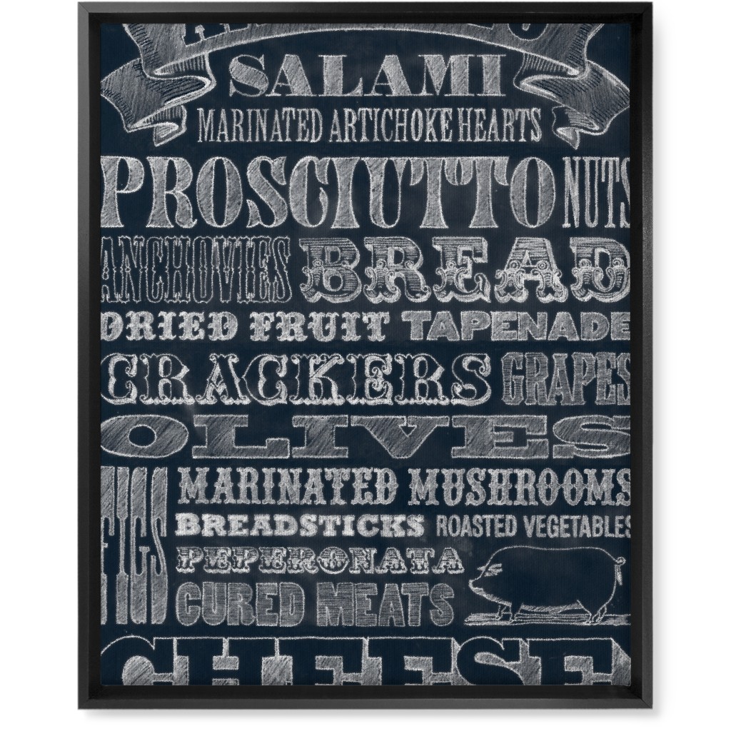 Antipasto - Black & White Wall Art, Black, Single piece, Canvas, 16x20, Black, Black