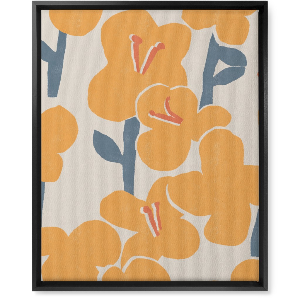 Field of Mod Flowers - Yellow Wall Art, Black, Single piece, Canvas, 16x20, Yellow