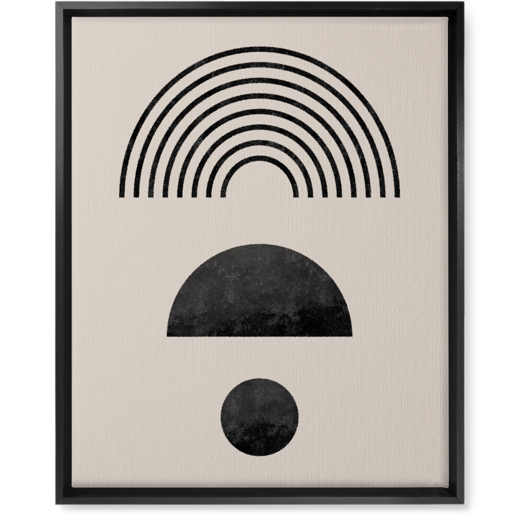 Minimal Rainbow and Geometric - Neutral Wall Art, Black, Single piece, Canvas, 16x20, Beige