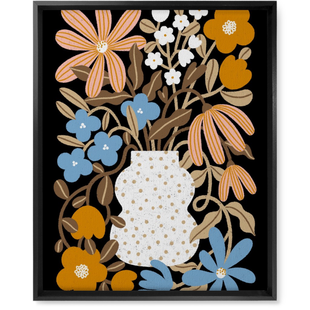 Earth Tones Bouquet Wall Art, Black, Single piece, Canvas, 16x20, Multicolor, Alpaca