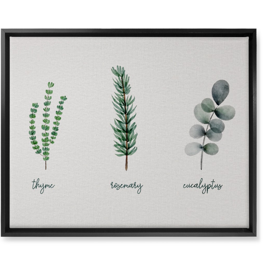 Watercolor Botanicals - Green Wall Art, Black, Single piece, Canvas, 16x20, Green, Classic Green