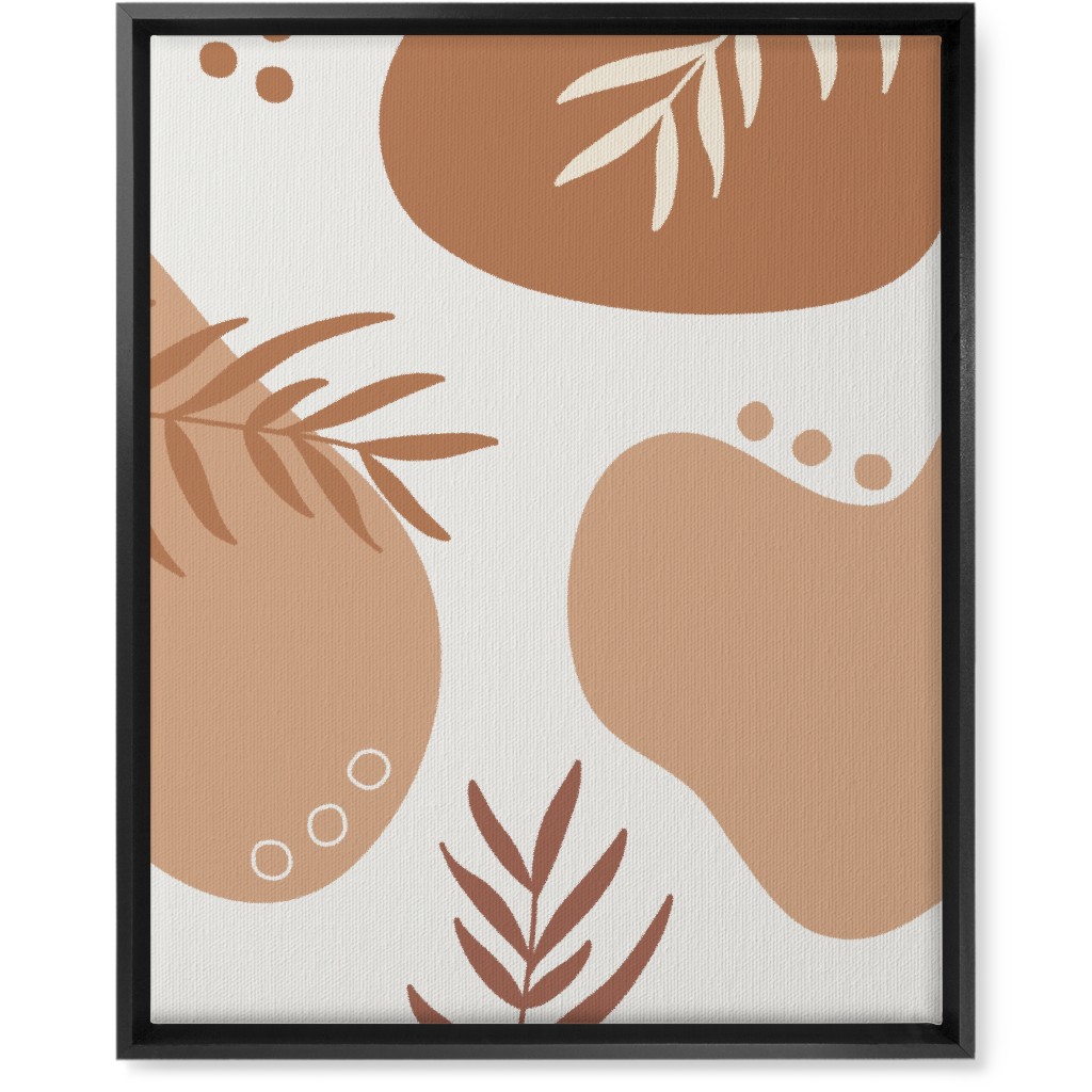 Abstract Shapes and Fern Leaves - Neutral Wall Art, Black, Single piece, Canvas, 16x20, Orange