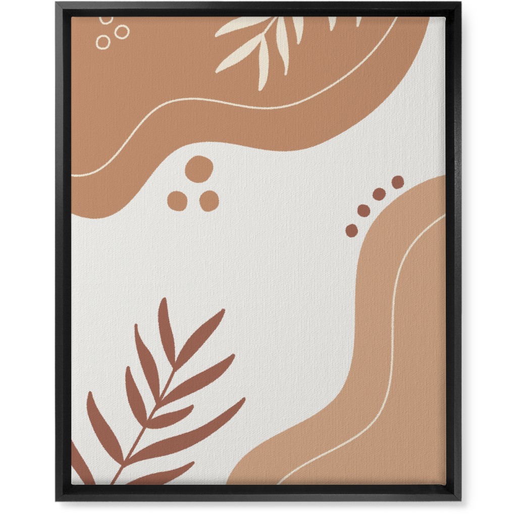 Fern Leaves and Abstract Shapes - Neutral Wall Art, Black, Single piece, Canvas, 16x20, Orange