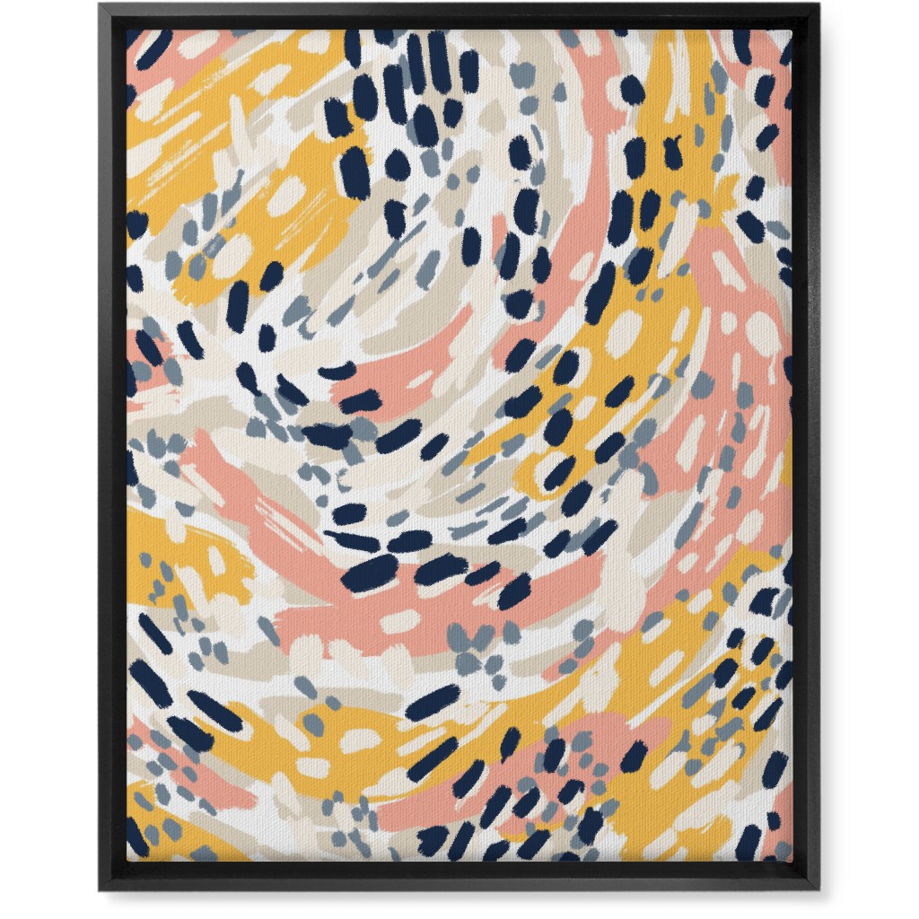 Abstract Painterly Swirls, Dots and Brushstrokes - Multi Wall Art, Black, Single piece, Canvas, 16x20, Multicolor