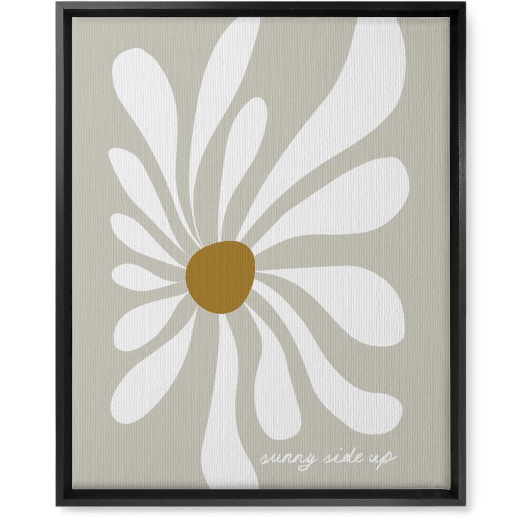 Mod Sunny Side Up Daisy Wall Art, Black, Single piece, Canvas, 16x20, Gray, Pebble