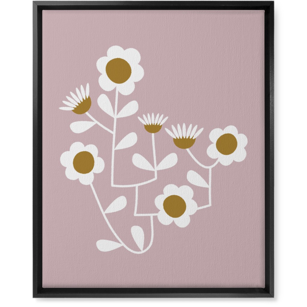 Mod Hanging Floral Wall Art, Black, Single piece, Canvas, 16x20, Pink