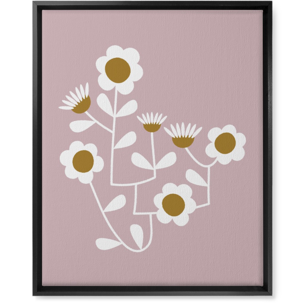 Mod Hanging Floral Wall Art, Black, Single piece, Canvas, 16x20, Pink, Whisper