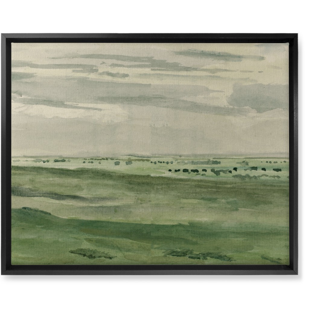 Watercolor Fields Wall Art, Black, Single piece, Canvas, 16x20, Green