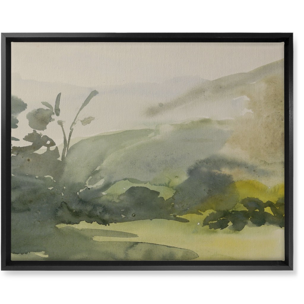 Meadow Morning Wall Art, Black, Single piece, Canvas, 16x20, Green