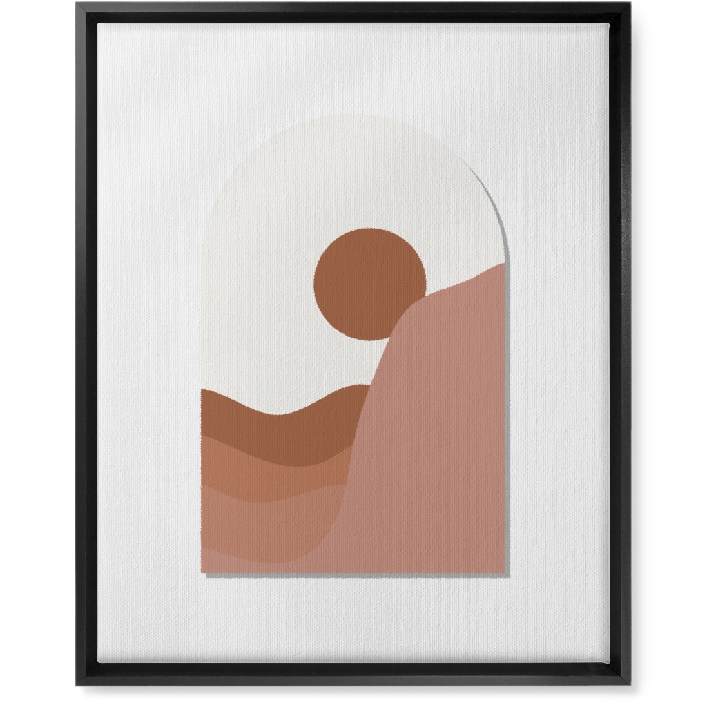 Abstract Desert Landscape in Window Daylight Wall Art, Black, Single piece, Canvas, 16x20, Pink, White