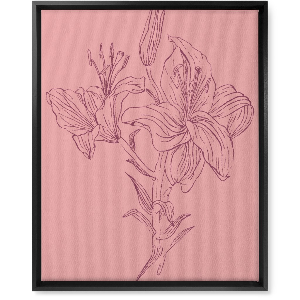 Lily - Pink Wall Art, Black, Single piece, Canvas, 16x20, Pink, Bright Pink