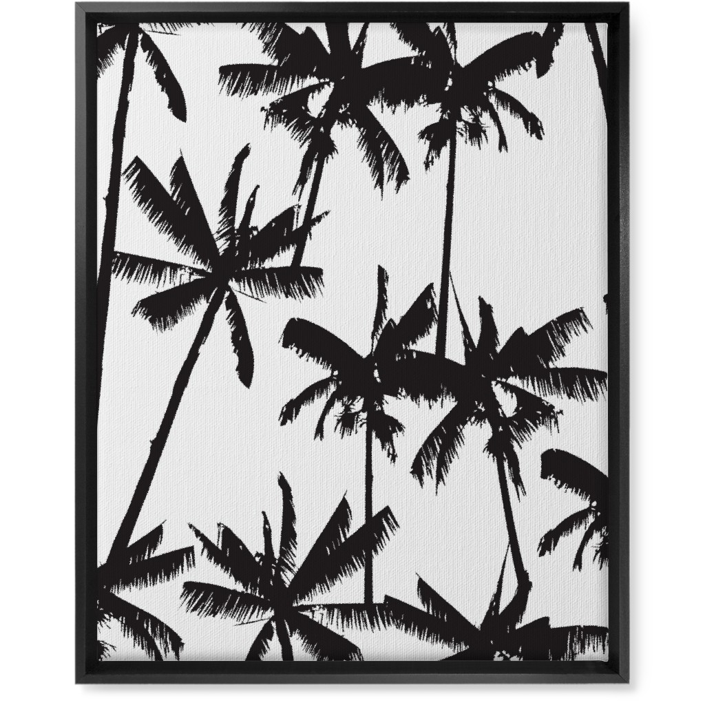 Aloha Palm Tree Silhouette - Black and White Wall Art, Black, Single piece, Canvas, 16x20, Black