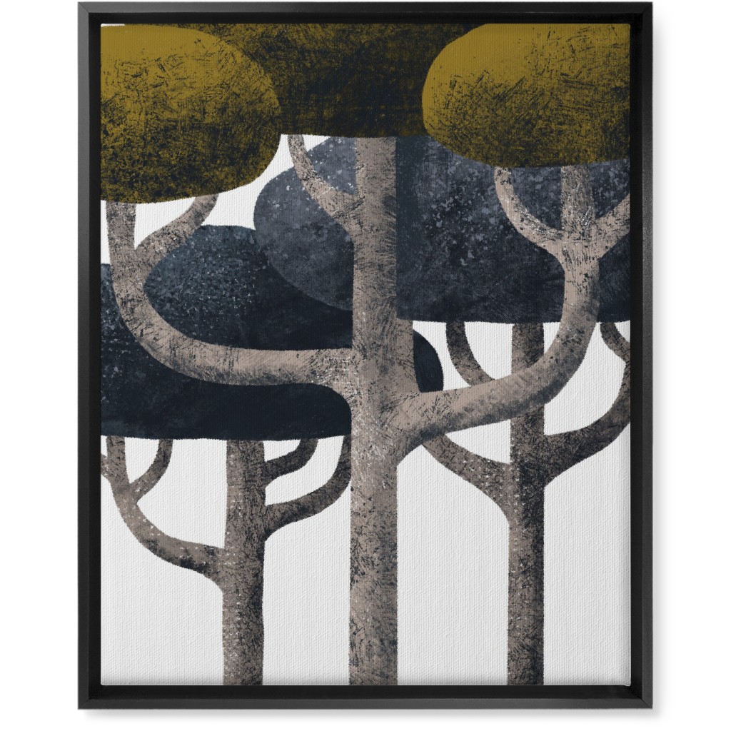 Tree Stand - Green and Black Wall Art, Black, Single piece, Canvas, 16x20, Multicolor