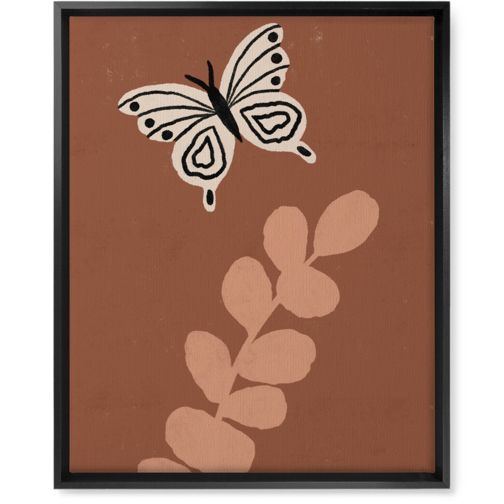 Butterfly and Branch - Warm Wall Art, Black, Single piece, Canvas, 16x20, Brown
