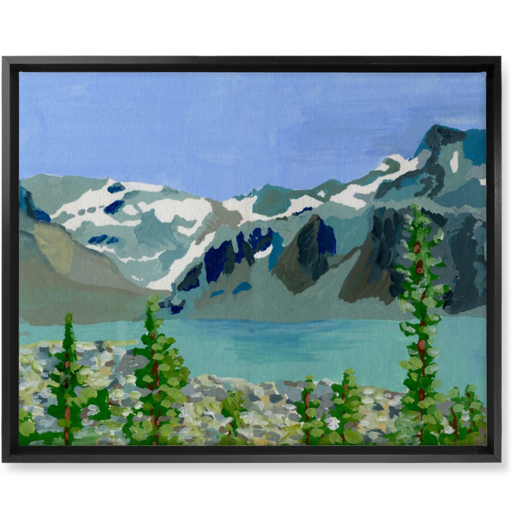 Lake Wedgemount Painting Wall Art, Black, Single piece, Canvas, 16x20, Blue, True Blue