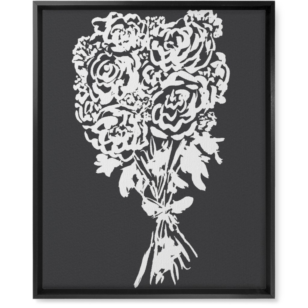 Summer Bouquet Wall Art, Black, Single piece, Canvas, 16x20, Gray
