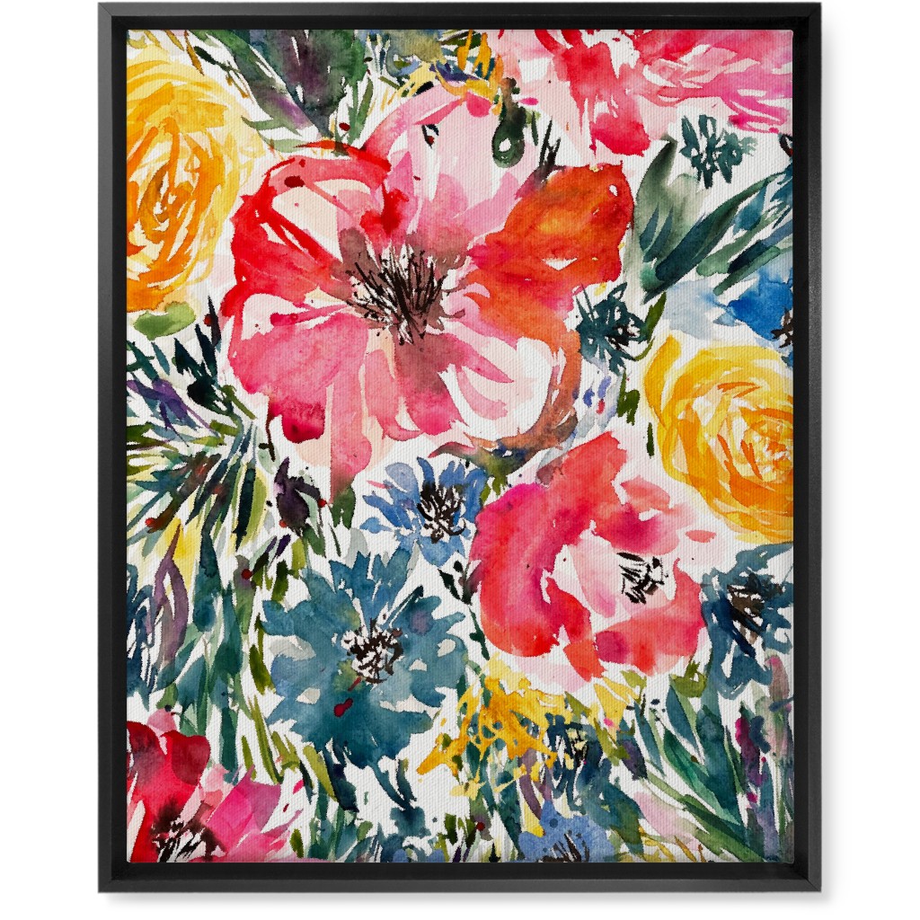 Blair Floral - Multi Wall Art, Black, Single piece, Canvas, 16x20, Multicolor