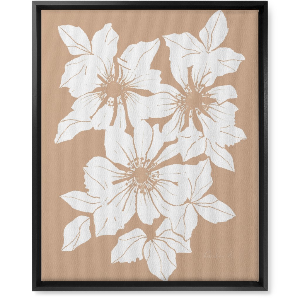 Botanical Big Anemones Wall Art, Black, Single piece, Canvas, 16x20, Beige, Alpaca