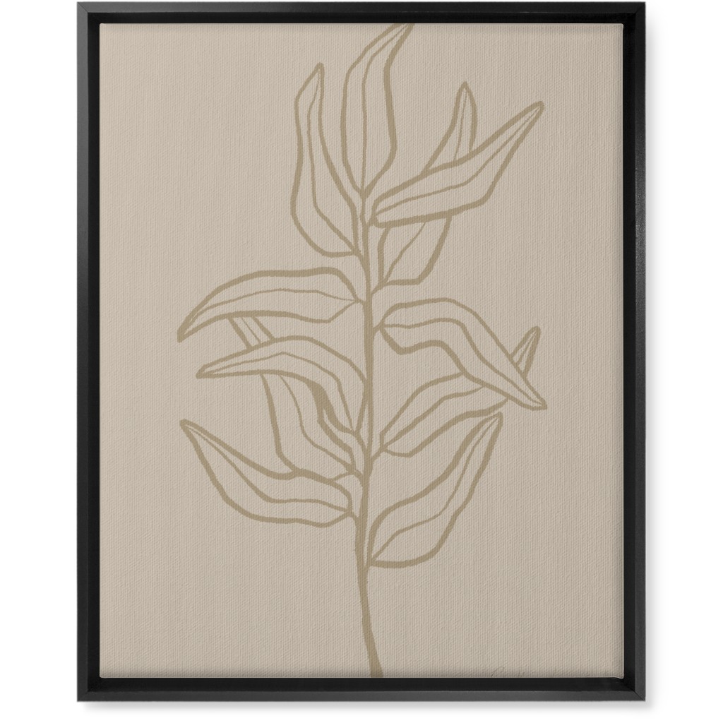Botanical Eucalyptus Branch Wall Art, Black, Single piece, Canvas, 16x20, Beige, Pebble