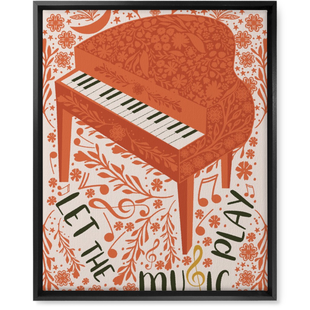 Let the Music Play - Red Wall Art, Black, Single piece, Canvas, 16x20, Pink, Bright Pink