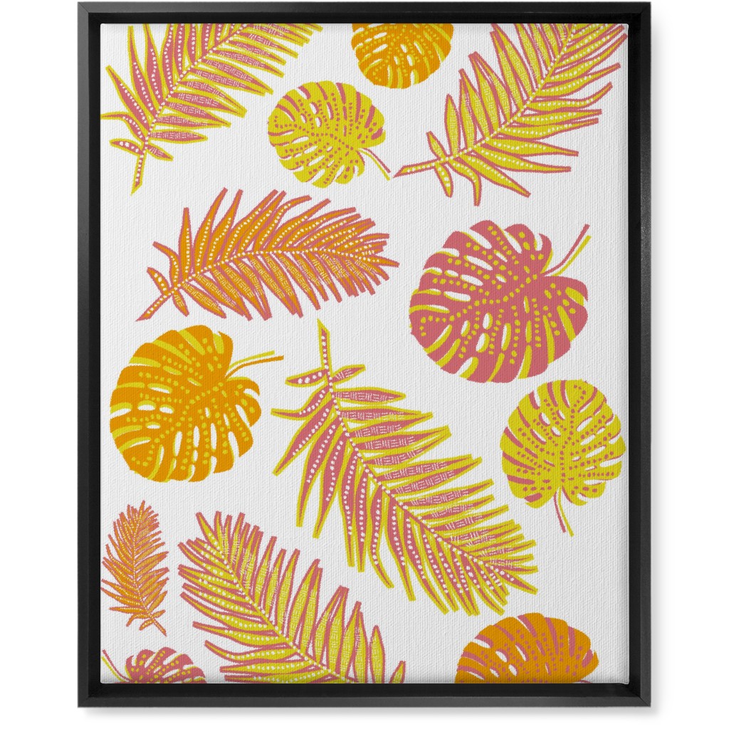 Optimistic Tropical Leaves - Multi Wall Art, Black, Single piece, Canvas, 16x20, Orange, Orange