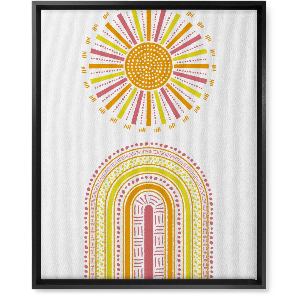 Boho Rainbow and Sun - Warm Wall Art, Black, Single piece, Canvas, 16x20, Multicolor