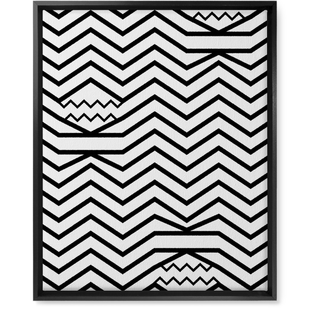 Wavy Lines - Black and White Wall Art, Black, Single piece, Canvas, 16x20, Black