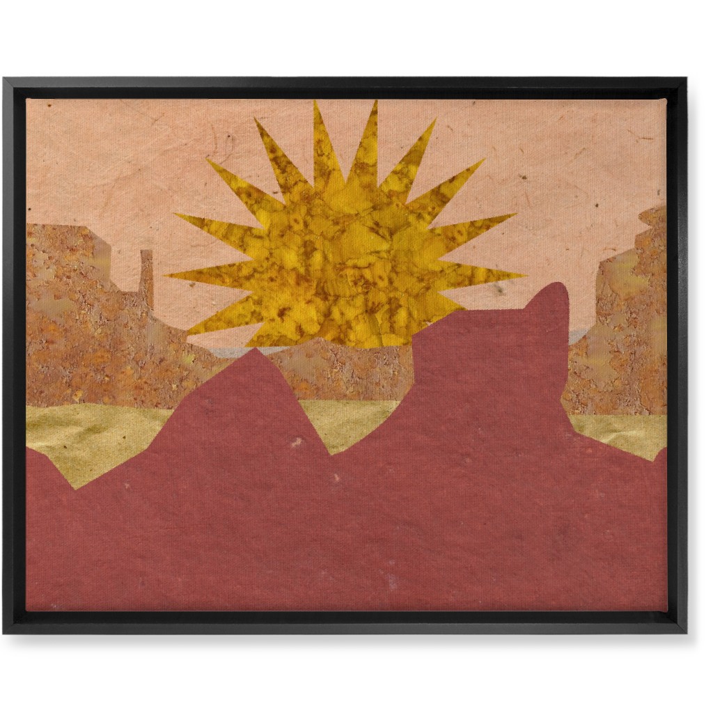 Textured Canyon Sunset - Warm Wall Art, Black, Single piece, Canvas, 16x20, Orange