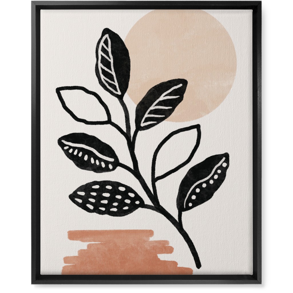 Leaves in the Moonlight Wall Art, Black, Single piece, Canvas, 16x20, Beige, Tan