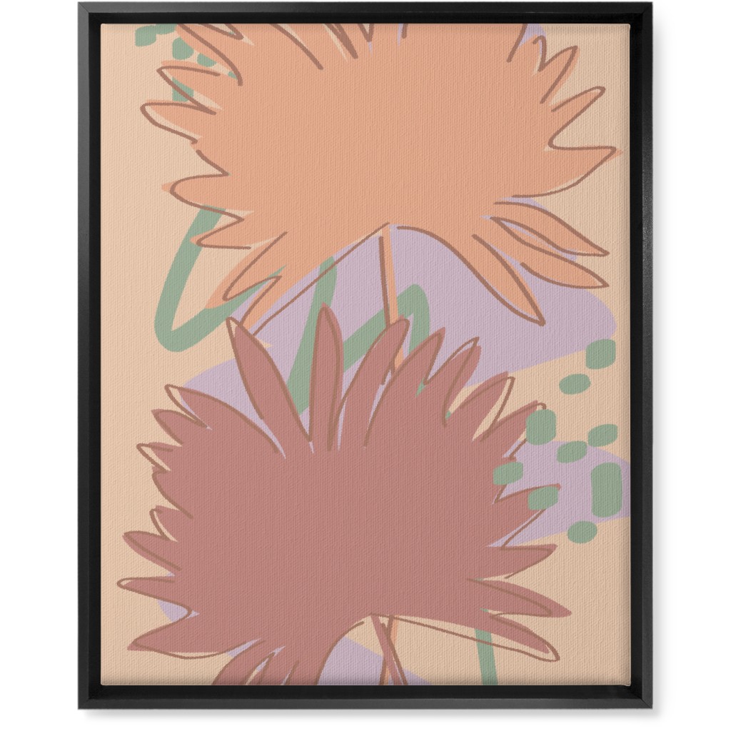 Modern Sabal Palm - Pink Wall Art, Black, Single piece, Canvas, 16x20, Orange